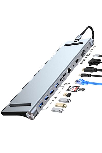 COOYA 11-in-1 Type C Dock USB C Hub 3.0 Splitter Multiport Adapter 4K HDMI PD for MacBook iPad