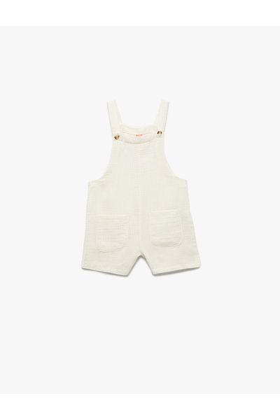 Koton Buttoned Strap Cotton Short Salopet Jumpsuit