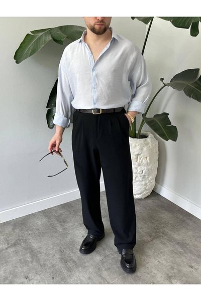 MODA L Baby Blue Oversize Shirt