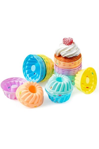 DELPI Set 20 silicon molds for donuts, cakes, puddings, Non-stick, 3 x 6.5 cm, Multicolor