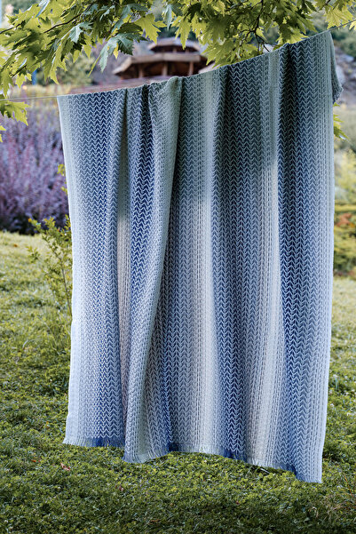 PASIONI بطانية سكوتش قطنية Pas1 باللون الأزرق الداكن