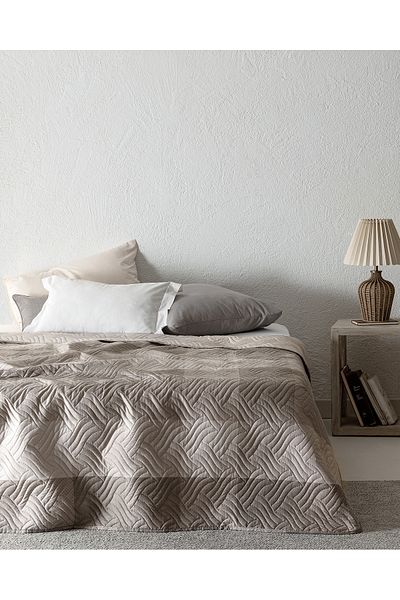 Madame Coco Faron King Size Printed Bedspread - Beige