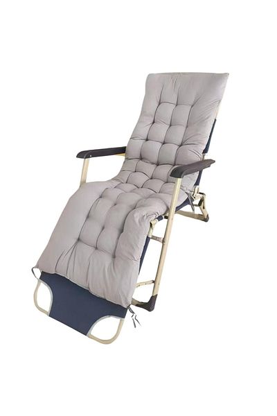 SERSIMO Folding Garden Sun Lounger With Thick Cushion, Metal Structure, 178x60x82 Cm, Gray