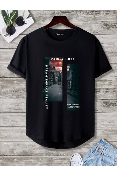 LAYORA Tricou pentru femei Black Written City cu imprimeu - supradimensionat ...