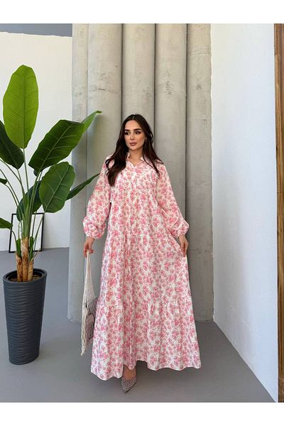 JESSE STORY Women's Hijab Dress Modal Fabric Floral Pattern Dress