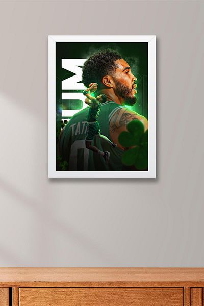 Saturn Jayson Tatum Framed Painting - Basketball Nba Poster Painting