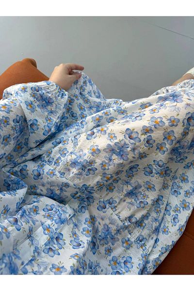 JESSE STORY Women's Hijab Dress Modal Fabric Floral Pattern Dress