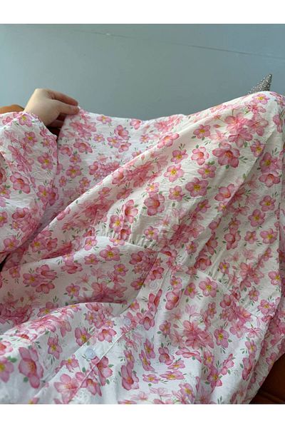 JESSE STORY Women's Hijab Dress Modal Fabric Floral Pattern Dress