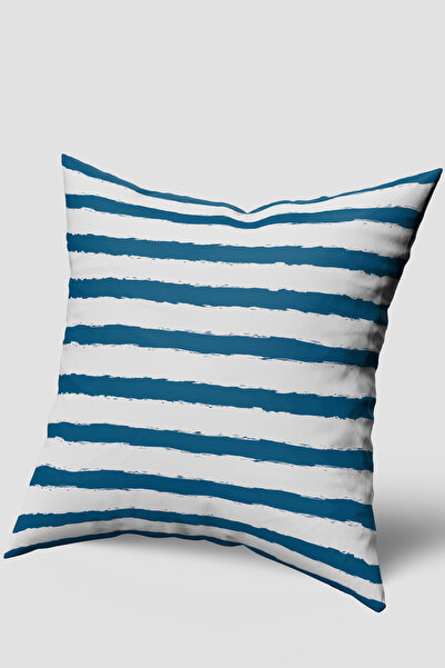 EsnafAli Husă de pernă albă cu dungi albastre