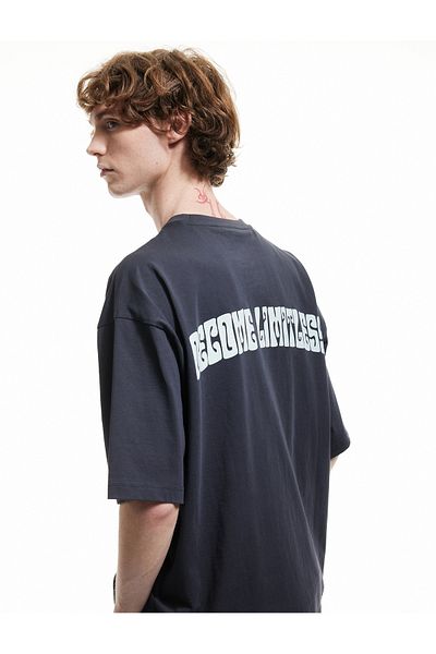 Koton Short Sleeve Crew Neck Cotton Back Printed T-Shirt