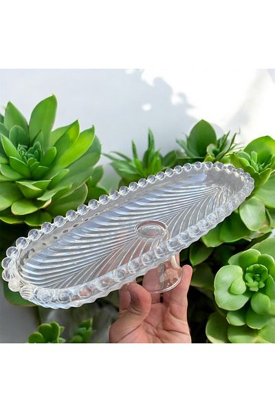 DAFE HOME 28 cm Bead Model Footed Glass Presentation Bowl