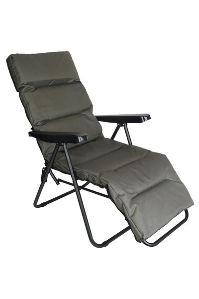 SERSIMO Garden Chair With Cushion, Adjustable Positions, Foldable Metal Frame, 57x83x106 Cm, Gray