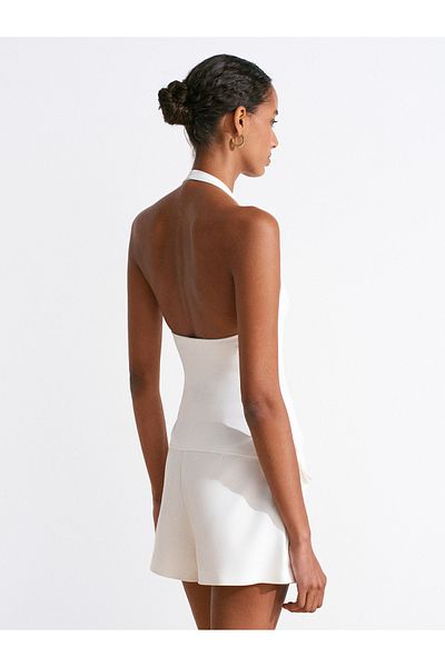 Dilvin 31753 Halter Guler Top-Ecru