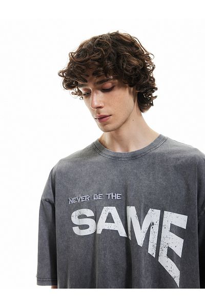 Koton Crew Neck Washed Short Sleeve Cotton Printed T-Shirt