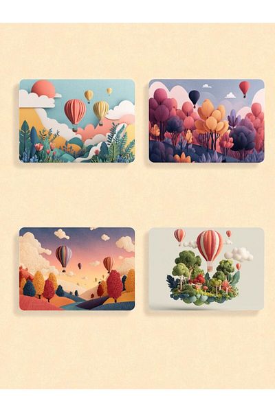 lili hediyelik Balloon and Nature Printed 4-Piece Mousepad 17X21 cm
