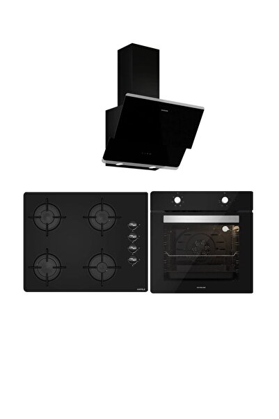 Silverline - Hafele 65 Cm Ocak Siyah Ankastre Set (3490 Oslo - Hafele Luce 65...