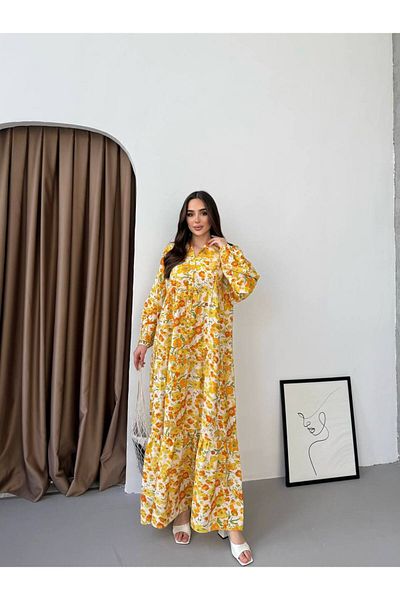 JESSE STORY Women's Hijab Dress Modal Fabric Floral Pattern Dress