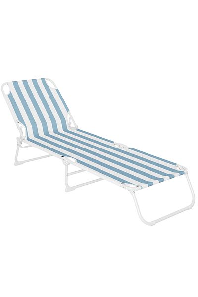 SERSIMO Sezlong Pliant , 186 X 56 Cm, Pentru Plaja Sau Gradina, Alb Albastru, Capacitate 110kg