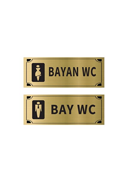 Mayeka Bay WC WC İkili Levha Set Altın Metal Yönlendirme Tabelası Kişiye Özel