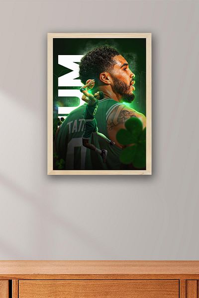 Saturn Jayson Tatum Framed Painting - Basketball Nba Poster Painting
