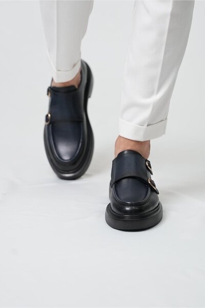 TETRİ Gody Model Hakiki Deri El Yapımı Erkek Lacivert Deri Casual Ayakkabı