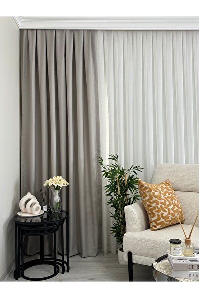 Nebumu Taş KETEN Fon Perde Sık Pile