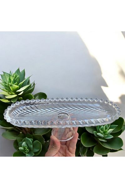DAFE HOME 28 cm Bead Model Footed Glass Presentation Bowl