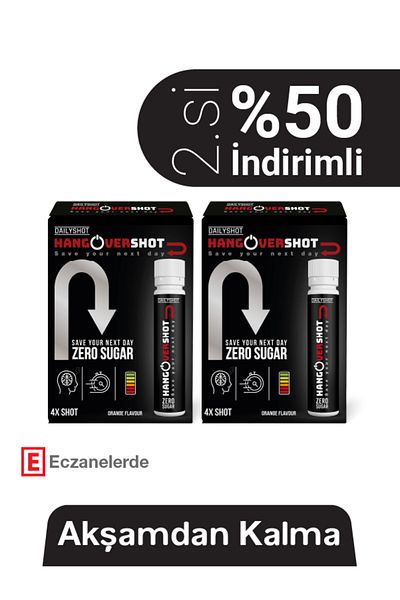 HANGOVERSHOT 2. Box 50% Hangover, Hangover Shot Zero Sugar Herbal Support 4 Pack