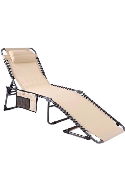 SERSIMO Πτυσσόμενη ξαπλώστρα 190x58x30 cm, με ρυθμιζόμενη πλάτη, μαξιλάρι και...