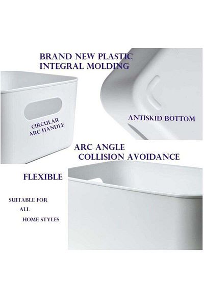 COOYA Storage Box for Organizing Storage Basket Organizer with Handles WHITE * 3 PCS/SET