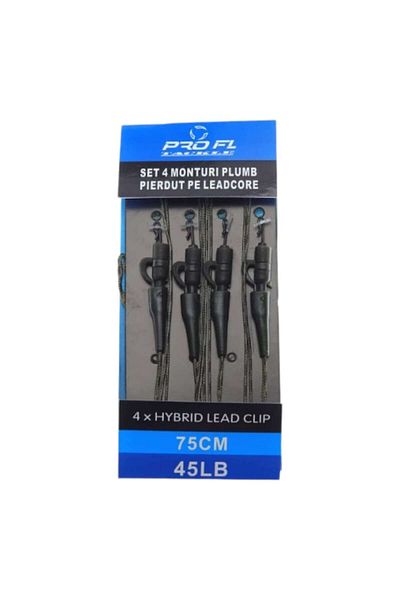 Aqua Set 4 Monturi Pro Fl Plumb Pierdut Leadcore 75cm
