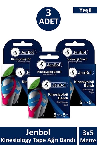 Jenbol Kinezyo Sports Tape Pain Tape 5 cm X 5 m - Green 3 Pieces