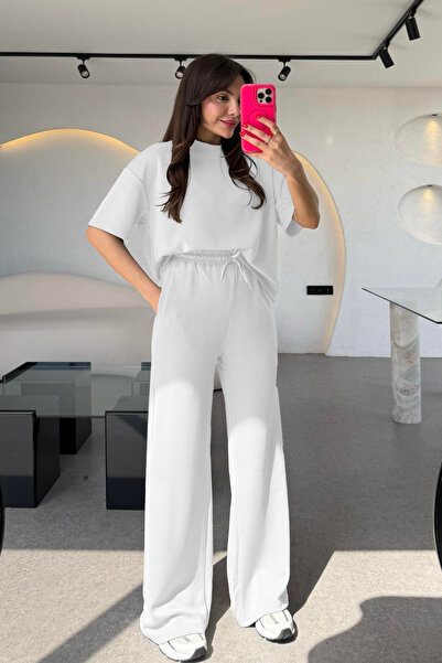 BARLİZ Set de top și pantaloni fără imprimeu, model Trend pentru femei