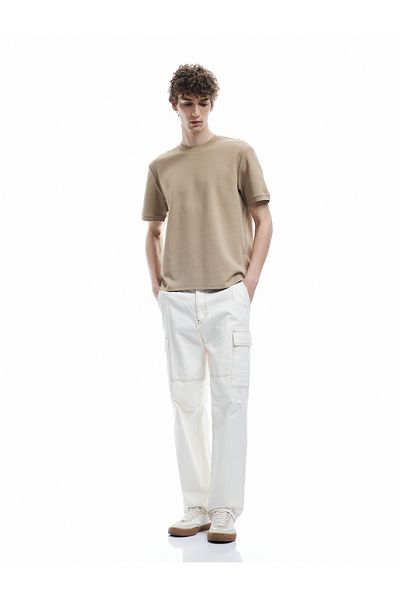 Koton Crew Neck Cotton Regular Fit Scuba Fabric Short Sleeve Basic Men's T-Shirt