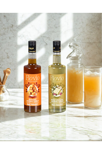 flovio Karamel & Beyaz Çikolata Aromalı Kahve Şurubu 700 ml x 2 – Soğuk & Sıc...