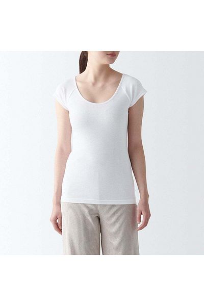 Muji Cotton Ribbed French Sleeve T-Shirt