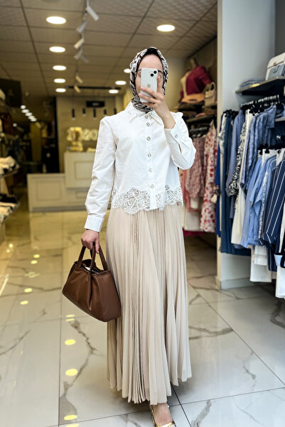 Vosse Ekol Kum Pileli Tam Boy Astarlı Etek