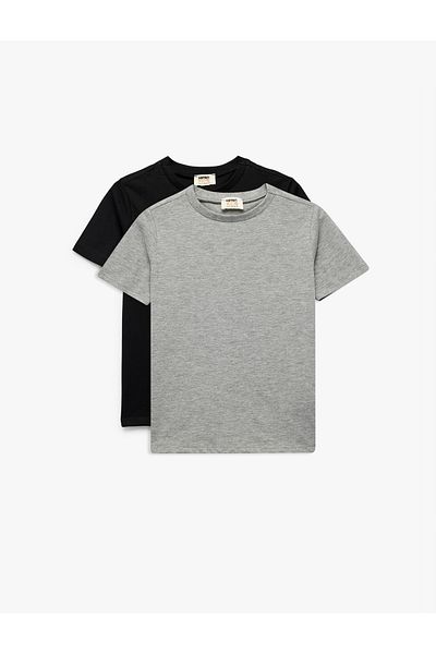 Koton Short Sleeve Crew Neck Cotton 2-Piece T-Shirt Set