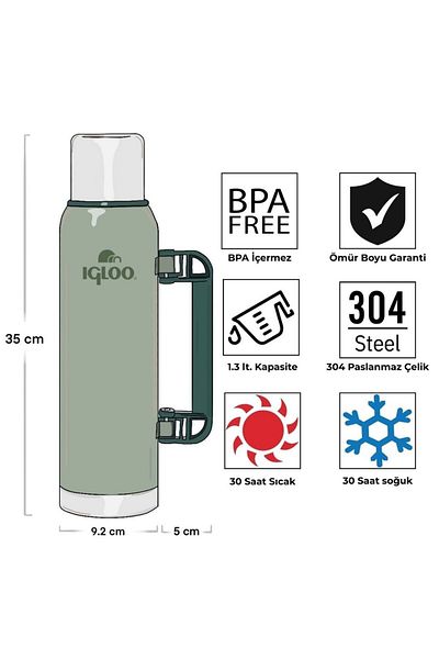 IGLOO Legend Botte 1.3 Liter Classic Thermos Flask Green