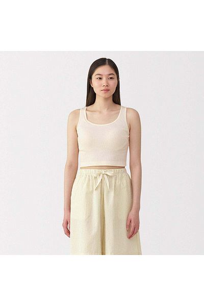 Muji Cotton Stretch Ribbed Cropped Bra Tank Top