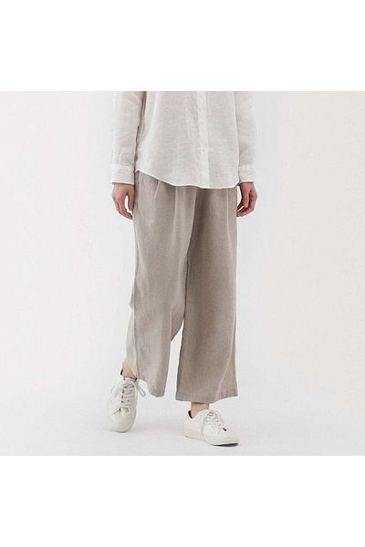 Muji Washed Linen Easy Wide Pants