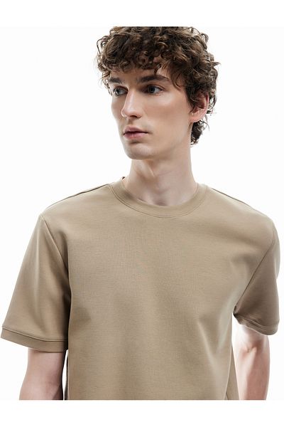 Koton Crew Neck Cotton Regular Fit Scuba Fabric Short Sleeve Basic Men's T-Shirt