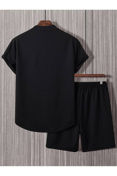 LUNAVISTA 2 piece outdoor suit for boys, floral and letter print shirt and shorts, no tee,