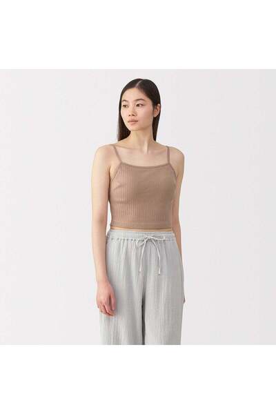 Muji Cotton Stretch Ribbed Cropped Bra Camisole