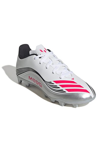 adidas F50 Messi Club Firm-Multi Ground Kids White Turf Football Shoes