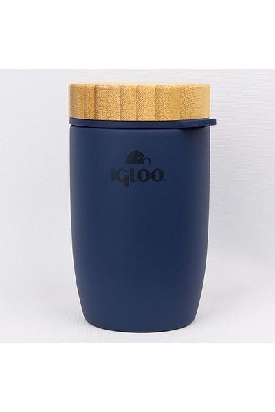 IGLOO Bamboo Food Jar 500ml Food Thermos Flask Navy Blue