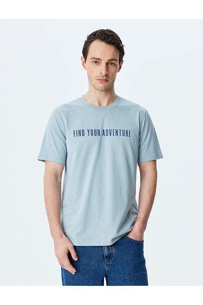 Koton Tricou cu mânecă scurtă din bumbac cu decolteu rotund și cu imprimeu cu slogan