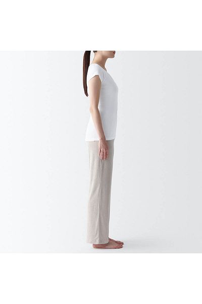 Muji Cotton Ribbed French Sleeve T-Shirt