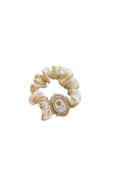 OEM Hair elastic, Flower pattern, White