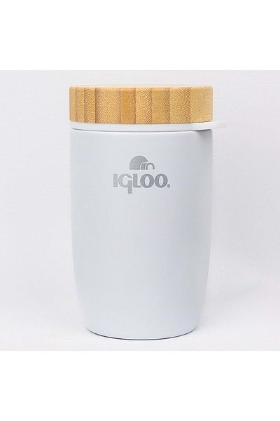 IGLOO Bamboo Food Jar 500ml Food Thermos Flask White